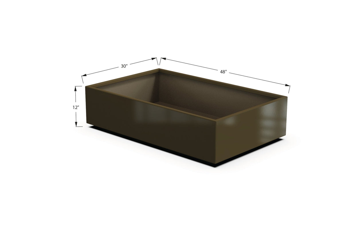 Aluminum Rectangular 30" Wide Planter – 12" to 18" H - Plantercraft