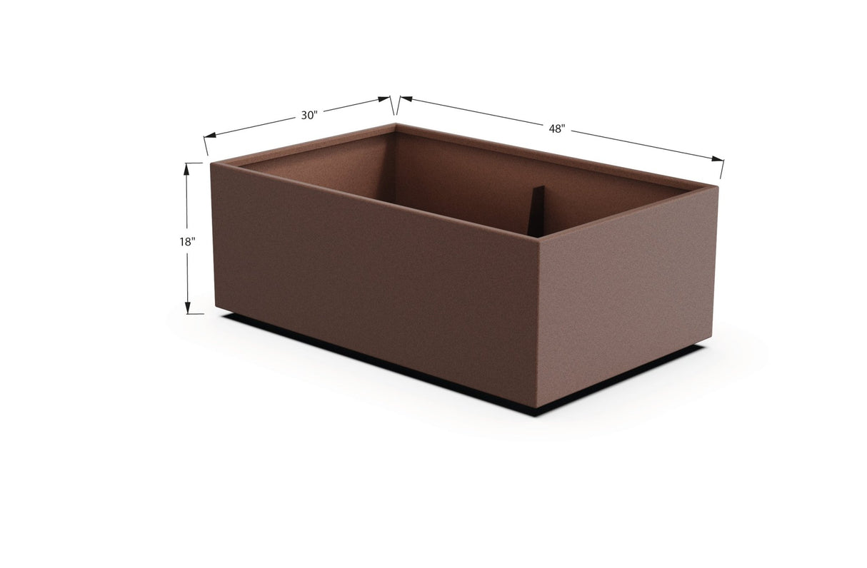Aluminum Rectangular 30" Wide Planter – 12" to 18" H - Plantercraft
