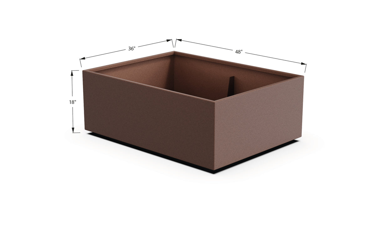 Aluminum Rectangular 36" Wide Planter – 12" to 18" H