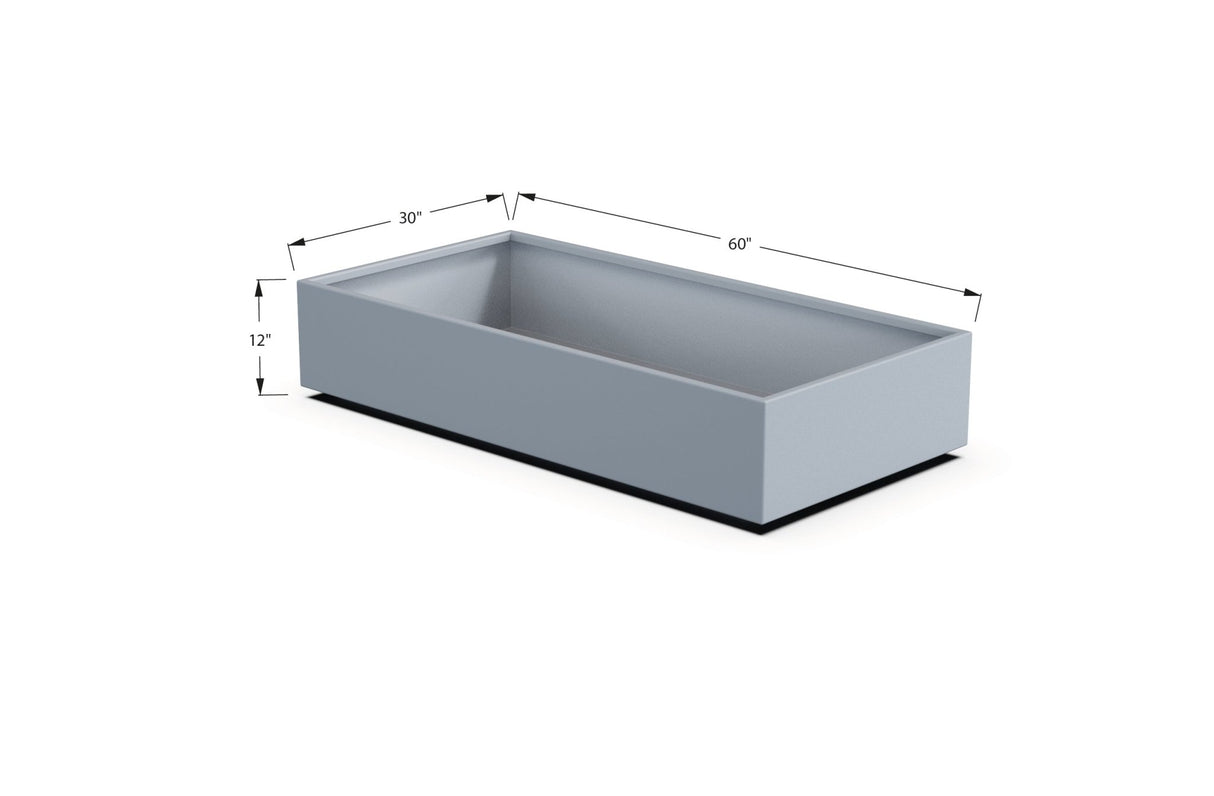 Aluminum Rectangular 30" Wide Planter – 12" to 18" H - Plantercraft