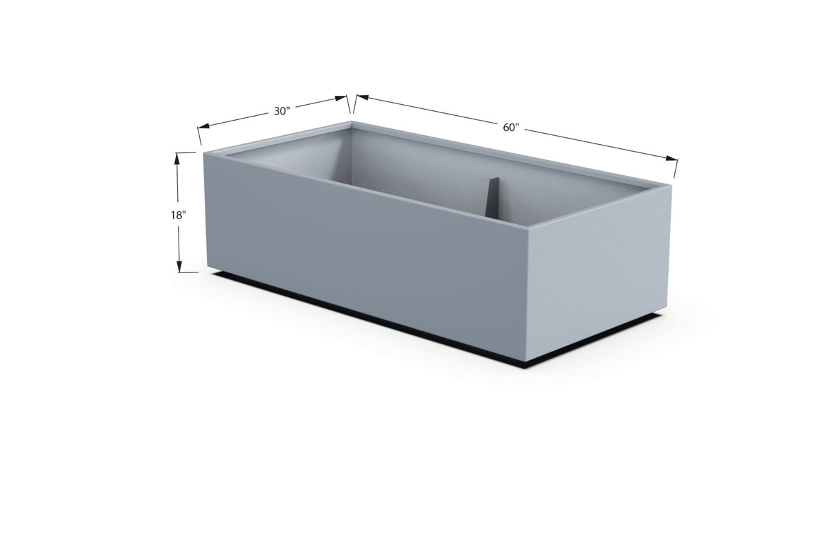 Aluminum Rectangular 30" Wide Planter – 12" to 18" H - Plantercraft