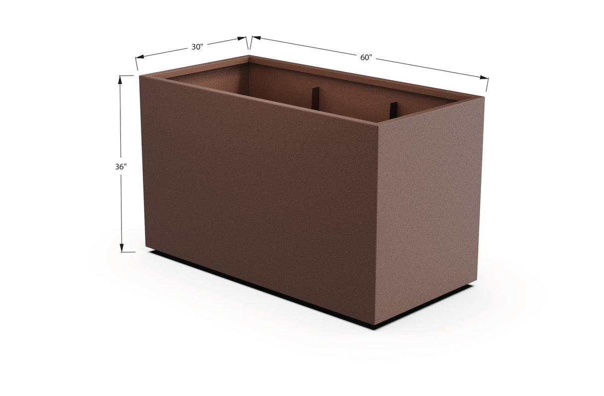 Aluminum Rectangular 30" Wide Planter – 36" to 42" H - Plantercraft