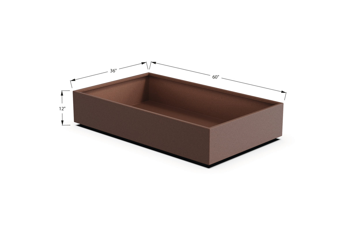 Aluminum Rectangular 36" Wide Planter – 12" to 18" H