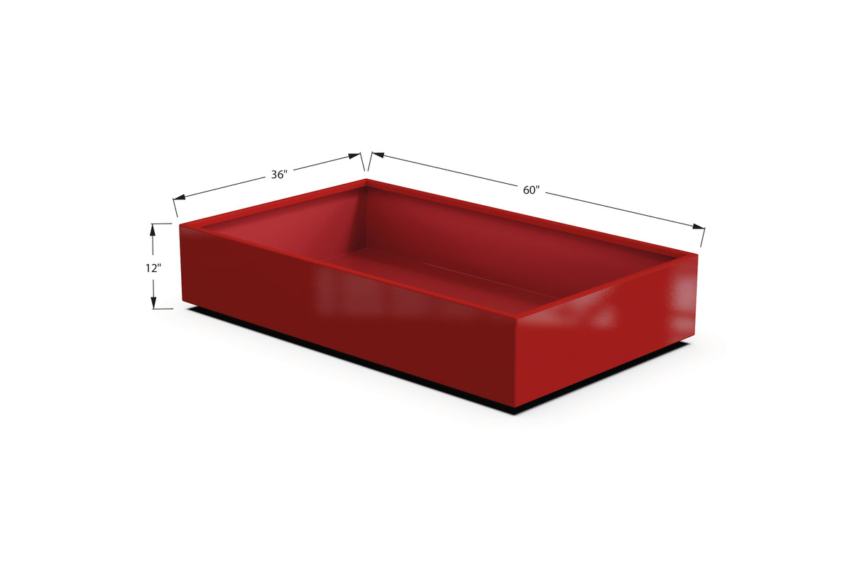 Aluminum Rectangular 36" Wide Planter – 12" to 18" H
