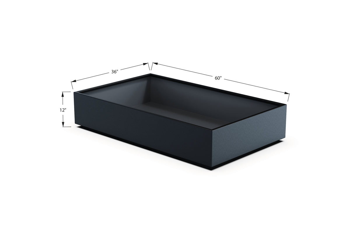 Aluminum Rectangular 36" Wide Planter – 12" to 18" H