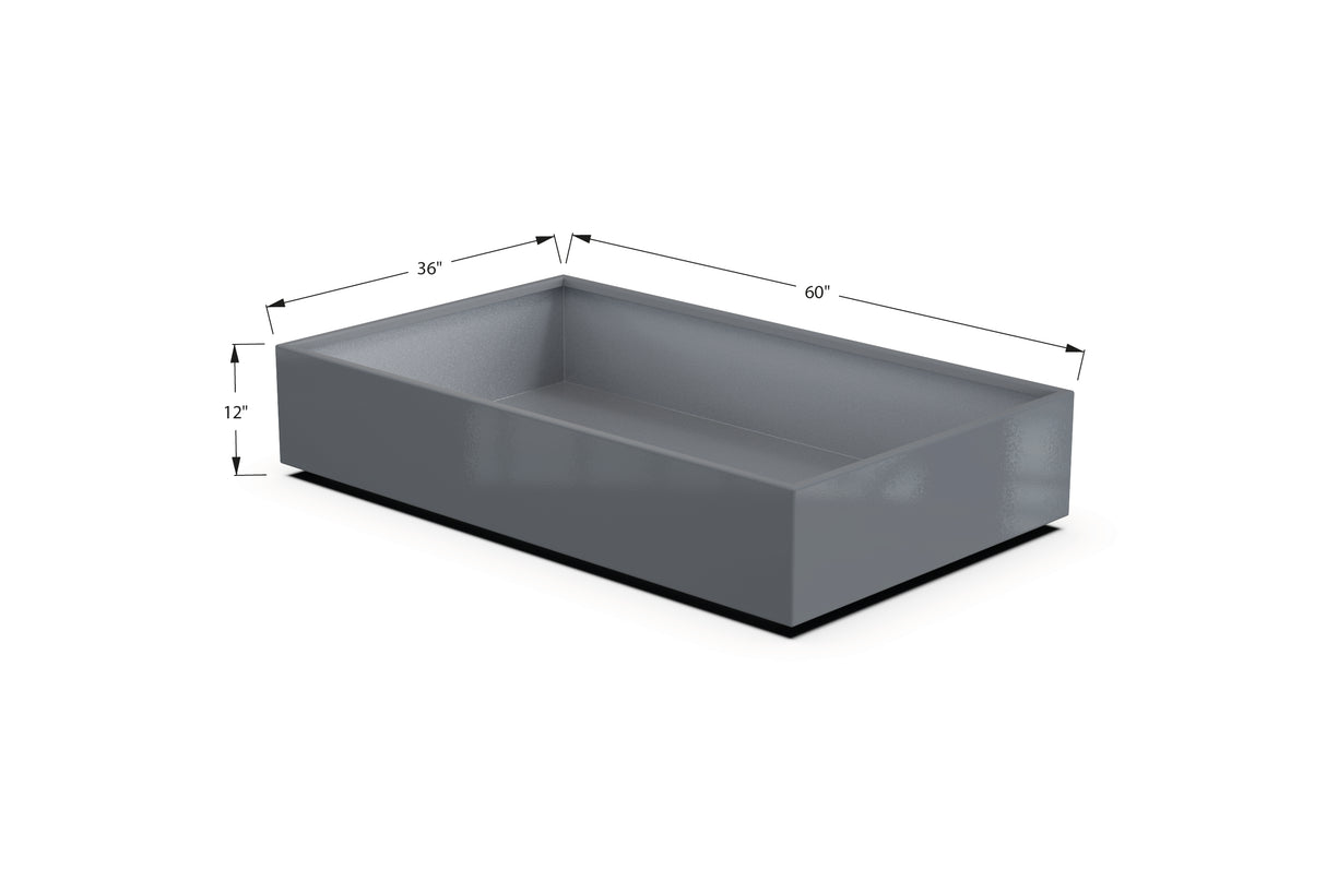 Aluminum Rectangular 36" Wide Planter – 12" to 18" H
