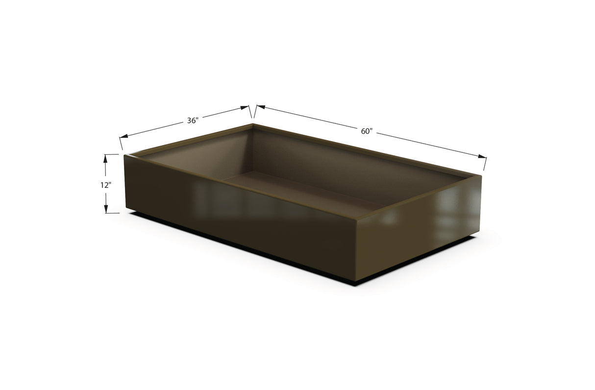 Aluminum Rectangular 36" Wide Planter – 12" to 18" H