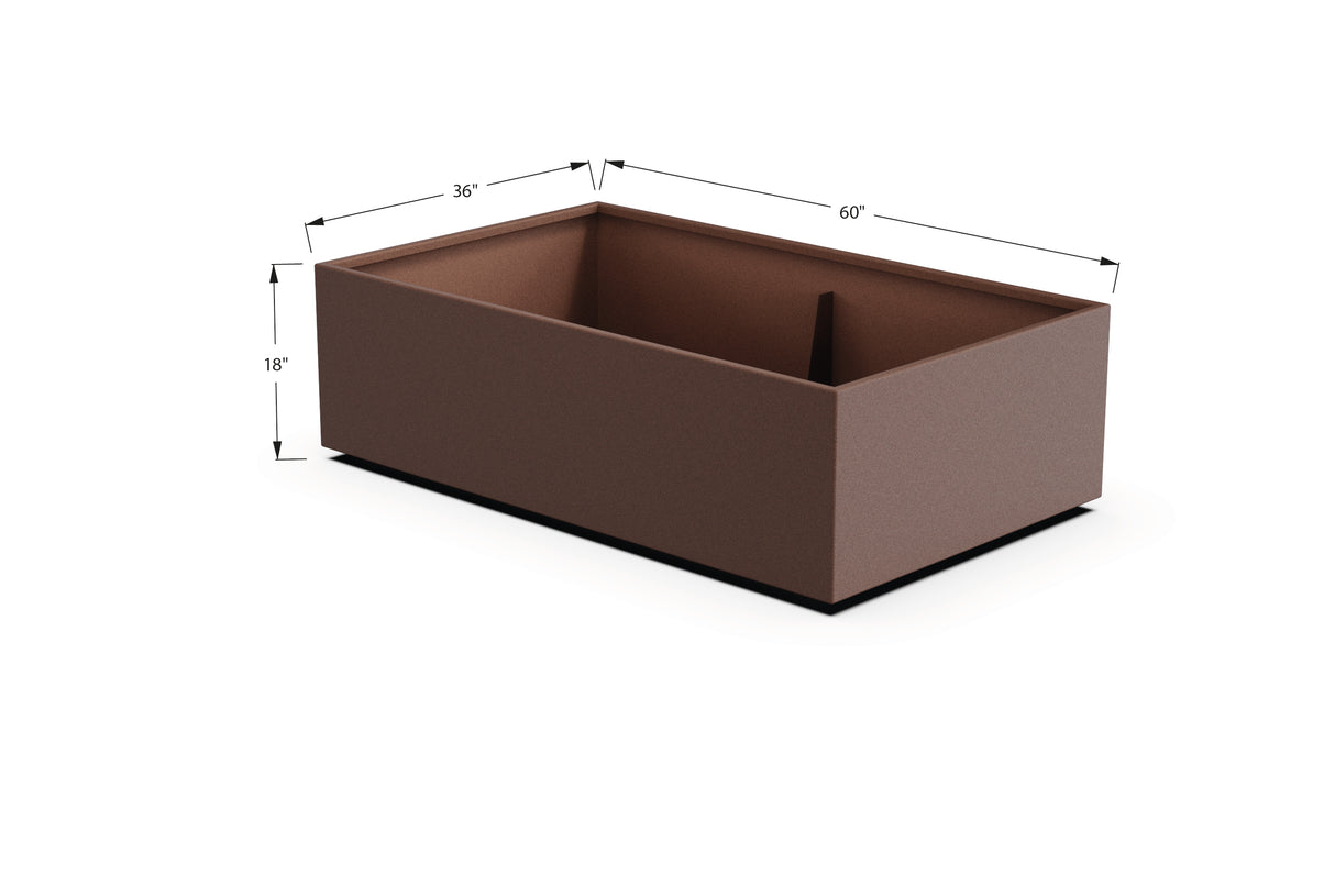 Aluminum Rectangular 36" Wide Planter – 12" to 18" H
