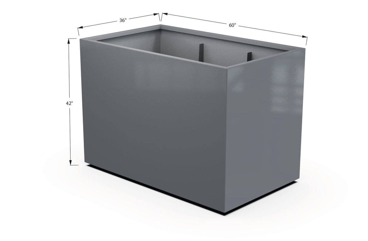 Aluminum Rectangular 36" Wide Planter – 36" to 42" H - Plantercraft