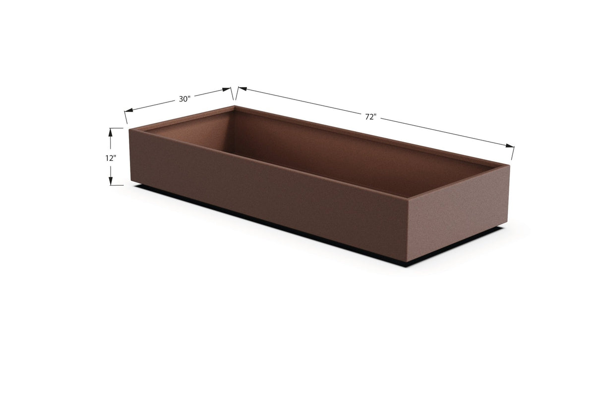 Aluminum Rectangular 30" Wide Planter – 12" to 18" H - Plantercraft