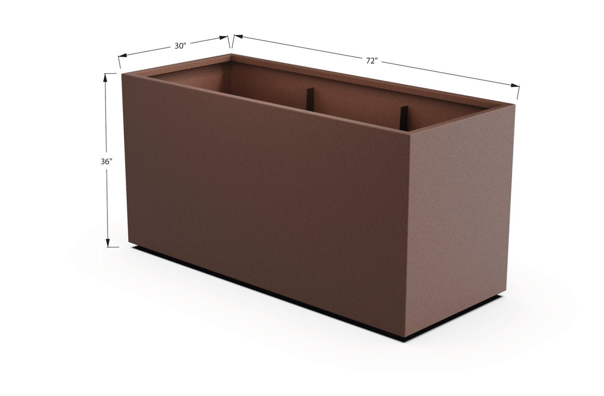 Aluminum Rectangular 30" Wide Planter – 36" to 42" H - Plantercraft