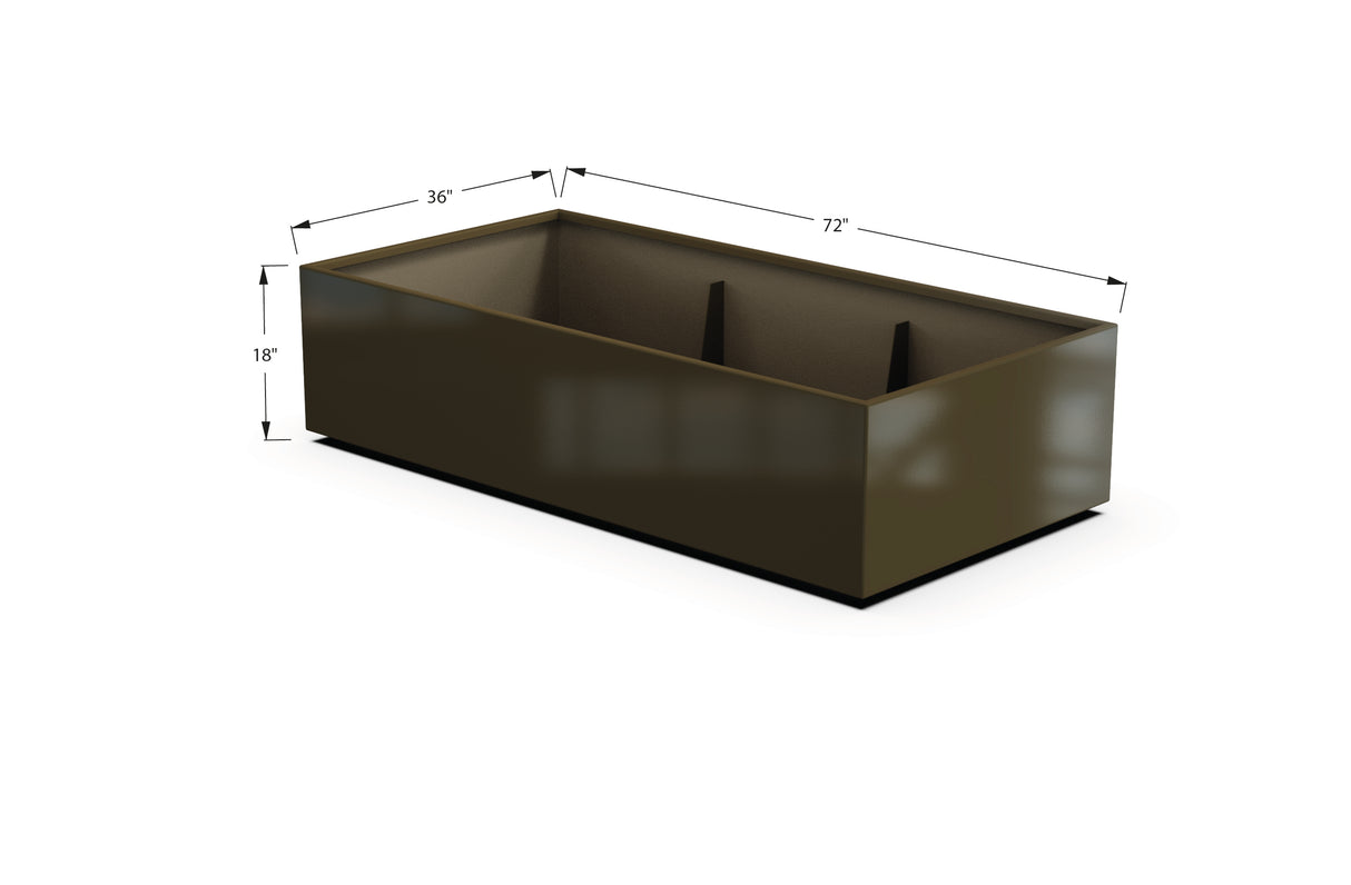 Aluminum Rectangular 36" Wide Planter – 12" to 18" H