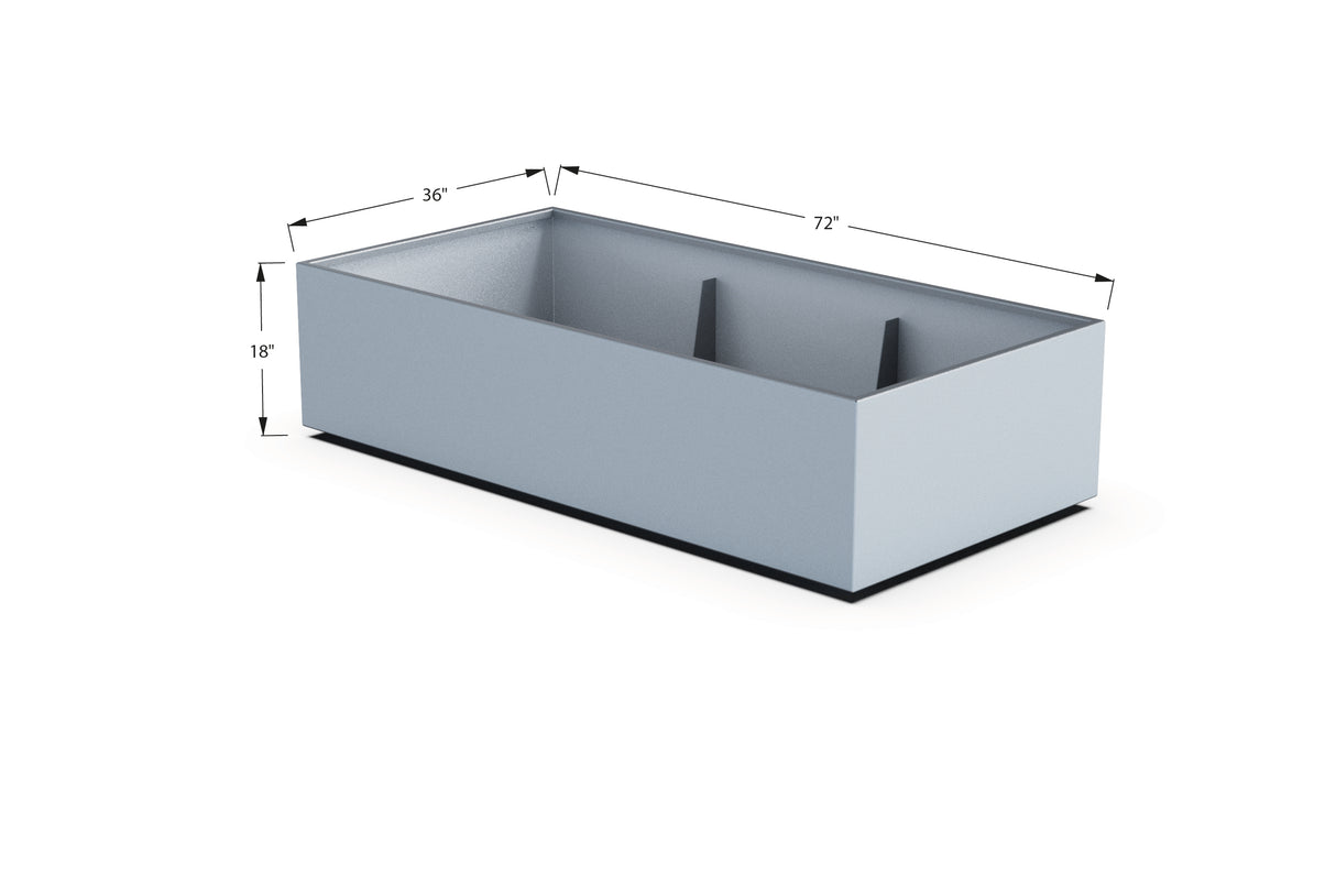 Aluminum Rectangular 36" Wide Planter – 12" to 18" H