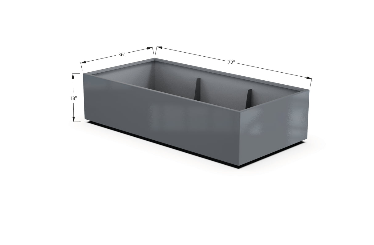 Aluminum Rectangular 36" Wide Planter – 12" to 18" H
