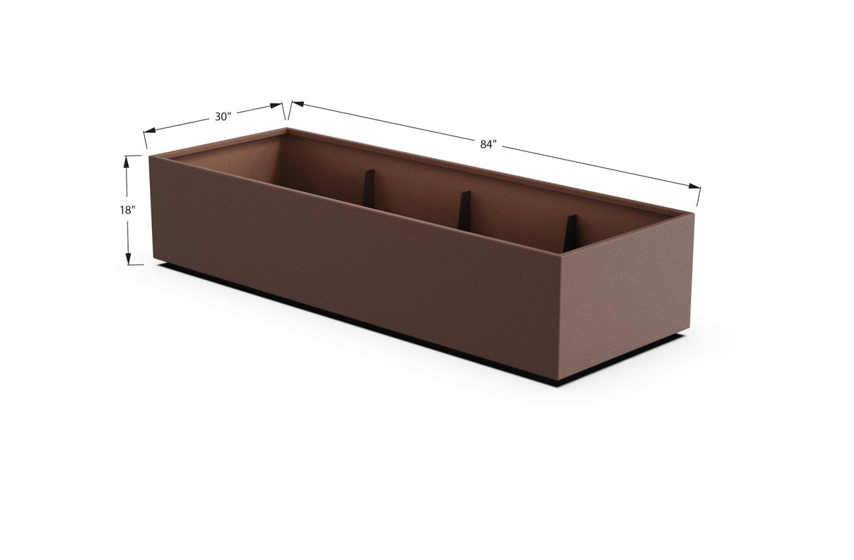 Aluminum Rectangular 30" Wide Planter – 12" to 18" H - Plantercraft