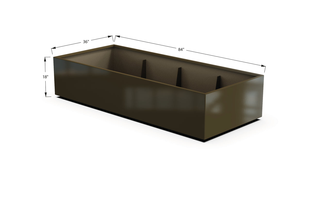 Aluminum Rectangular 36" Wide Planter – 12" to 18" H
