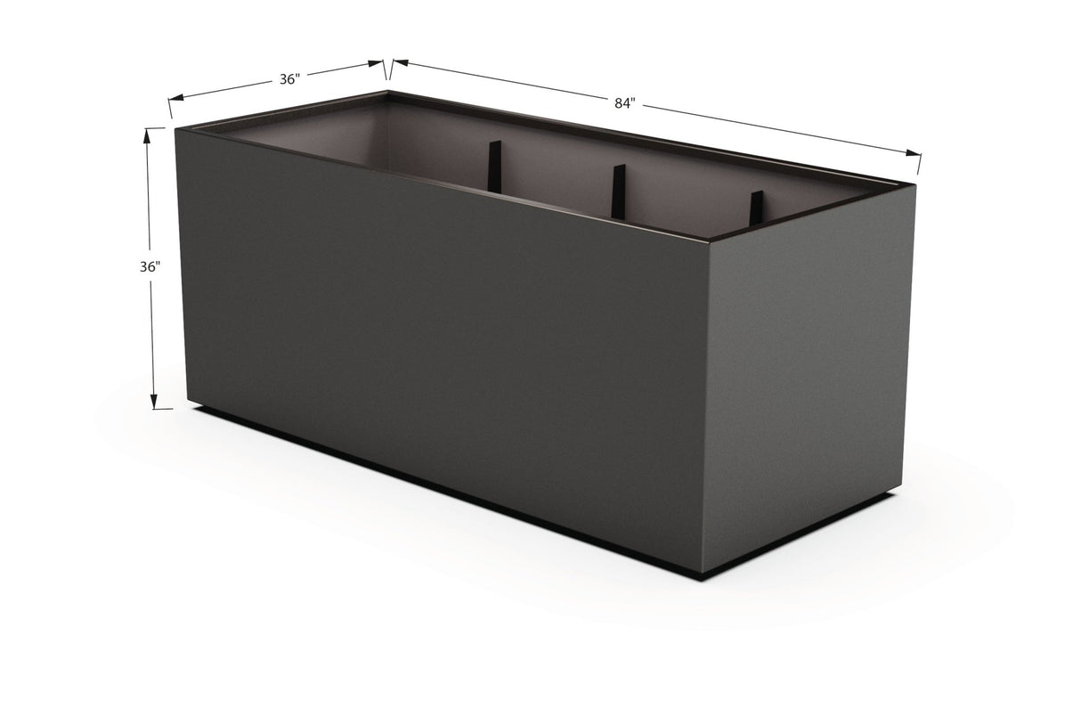 Aluminum Rectangular 36" Wide Planter – 36" to 42" H - Plantercraft