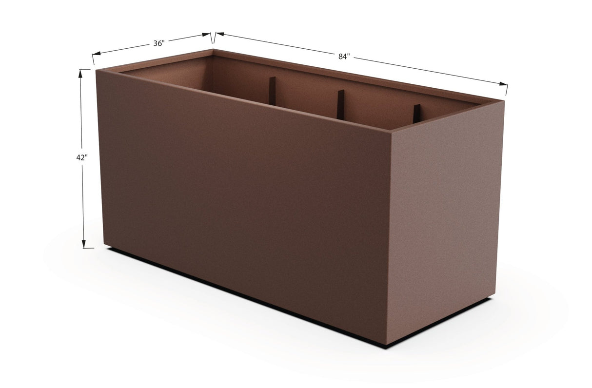 Aluminum Rectangular 36" Wide Planter – 36" to 42" H - Plantercraft