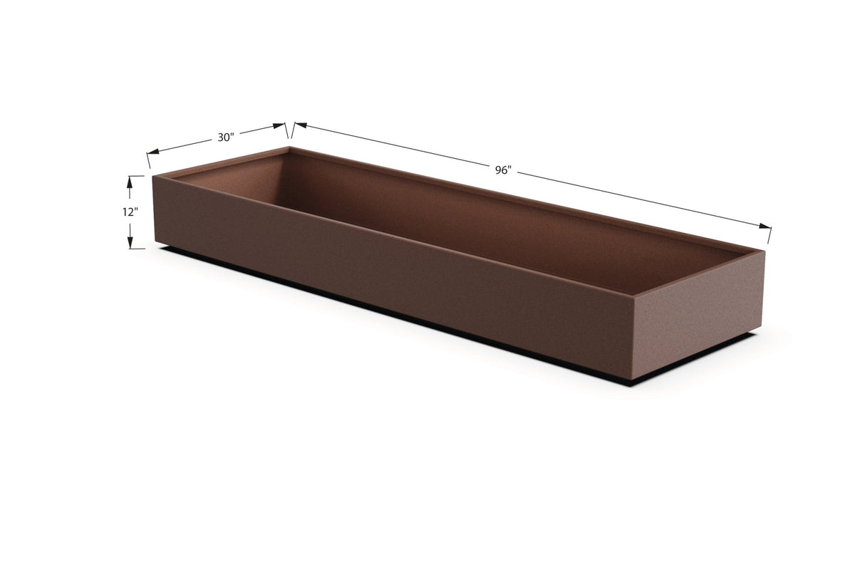Aluminum Rectangular 30" Wide Planter – 12" to 18" H - Plantercraft