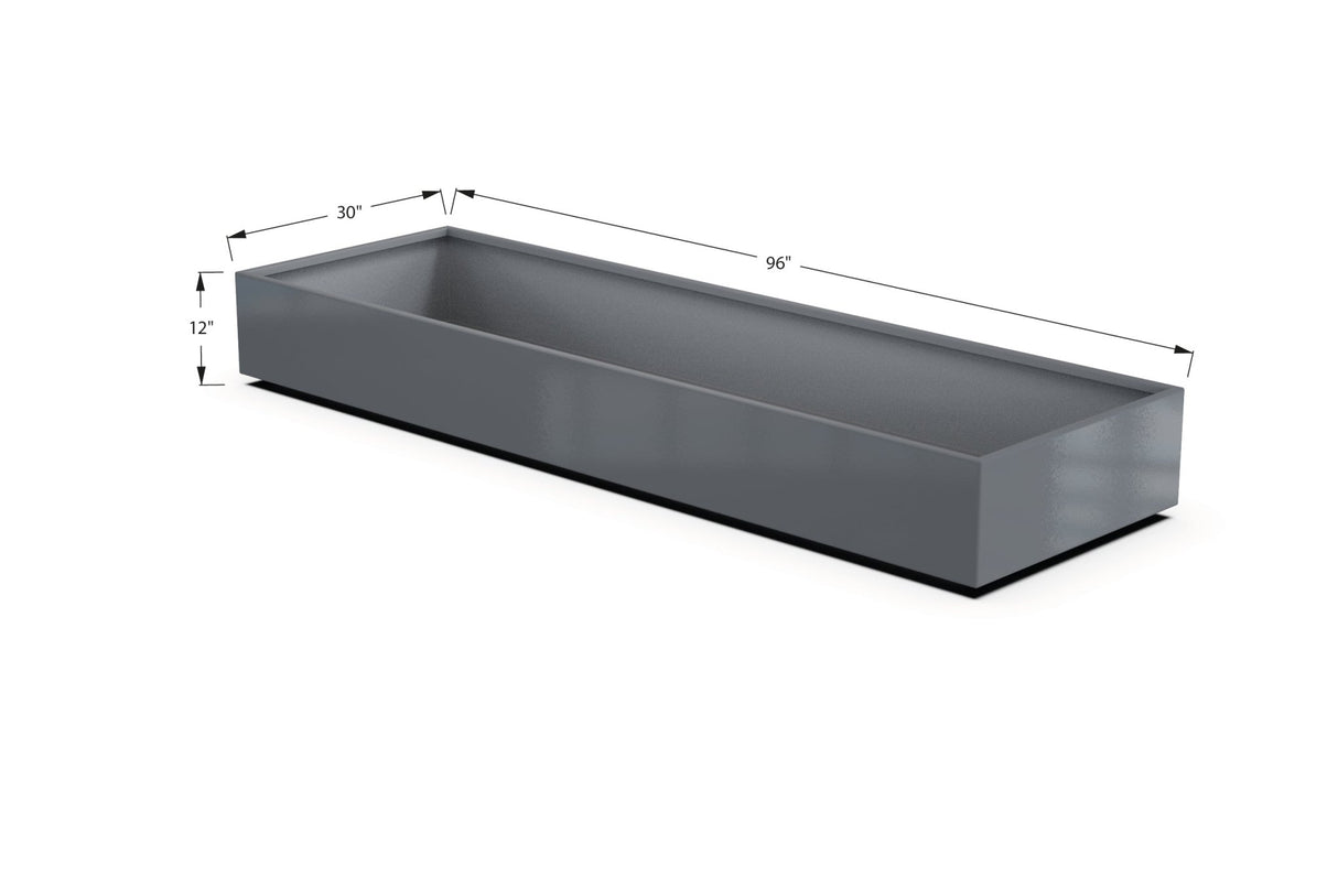 Aluminum Rectangular 30" Wide Planter – 12" to 18" H - Plantercraft