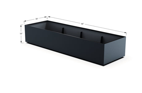 Aluminum Rectangular 30" Wide Planter – 12" to 18" H - Plantercraft