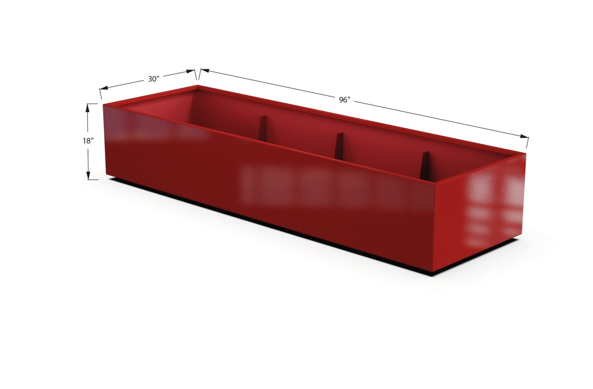 Aluminum Rectangular 30" Wide Planter – 12" to 18" H - Plantercraft