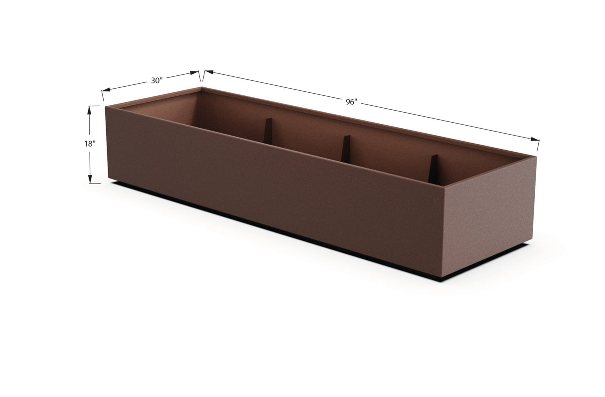 Aluminum Rectangular 30" Wide Planter – 12" to 18" H - Plantercraft