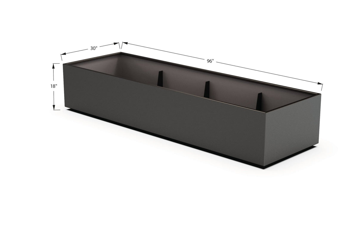 Aluminum Rectangular 30" Wide Planter – 12" to 18" H - Plantercraft
