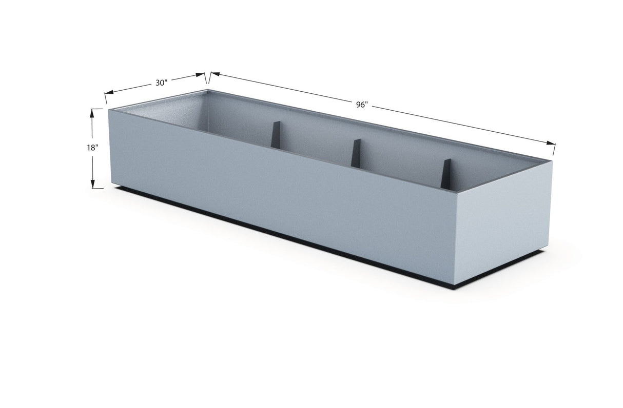 Aluminum Rectangular 30" Wide Planter – 12" to 18" H - Plantercraft