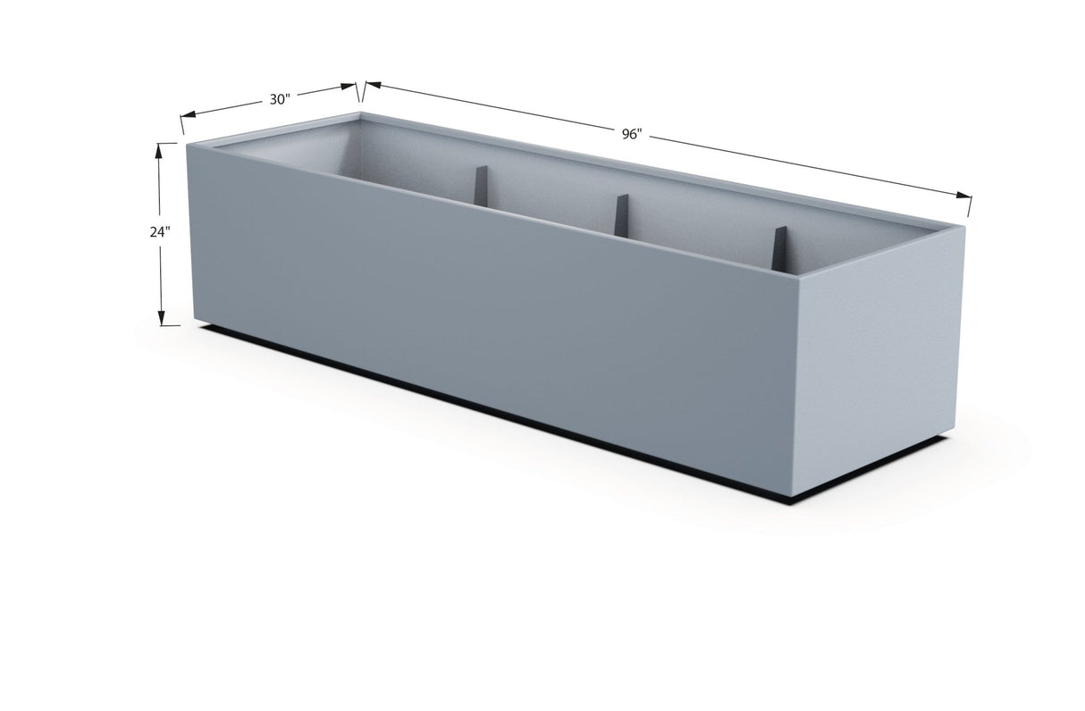 Aluminum Rectangular 30" Wide Planter – 24" to 30" H - Plantercraft