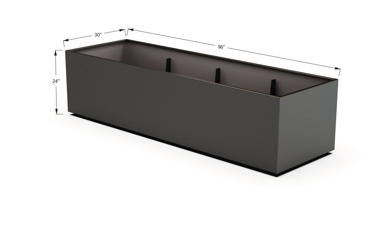 Aluminum Rectangular 30" Wide Planter – 24" to 30" H - Plantercraft