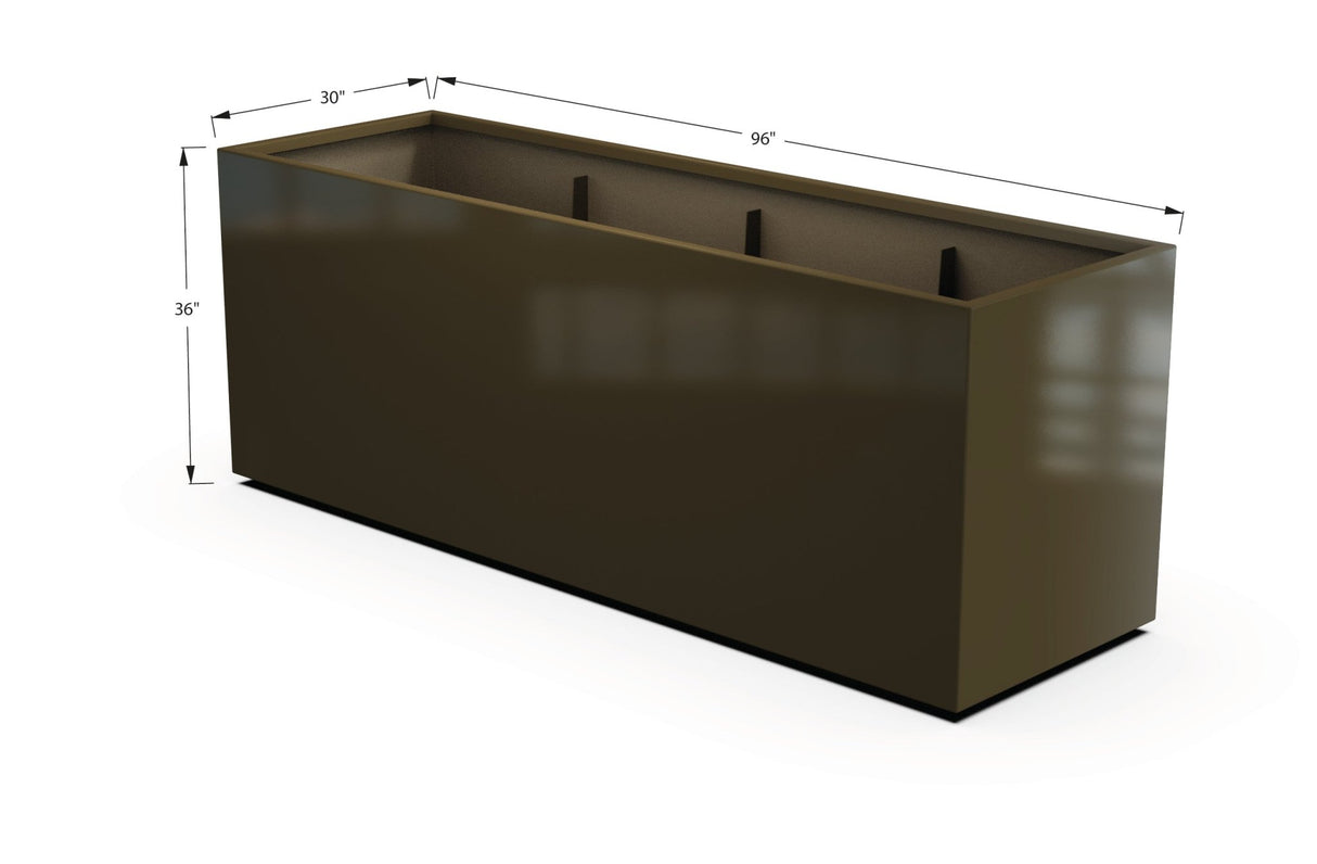 Aluminum Rectangular 30" Wide Planter – 36" to 42" H - Plantercraft