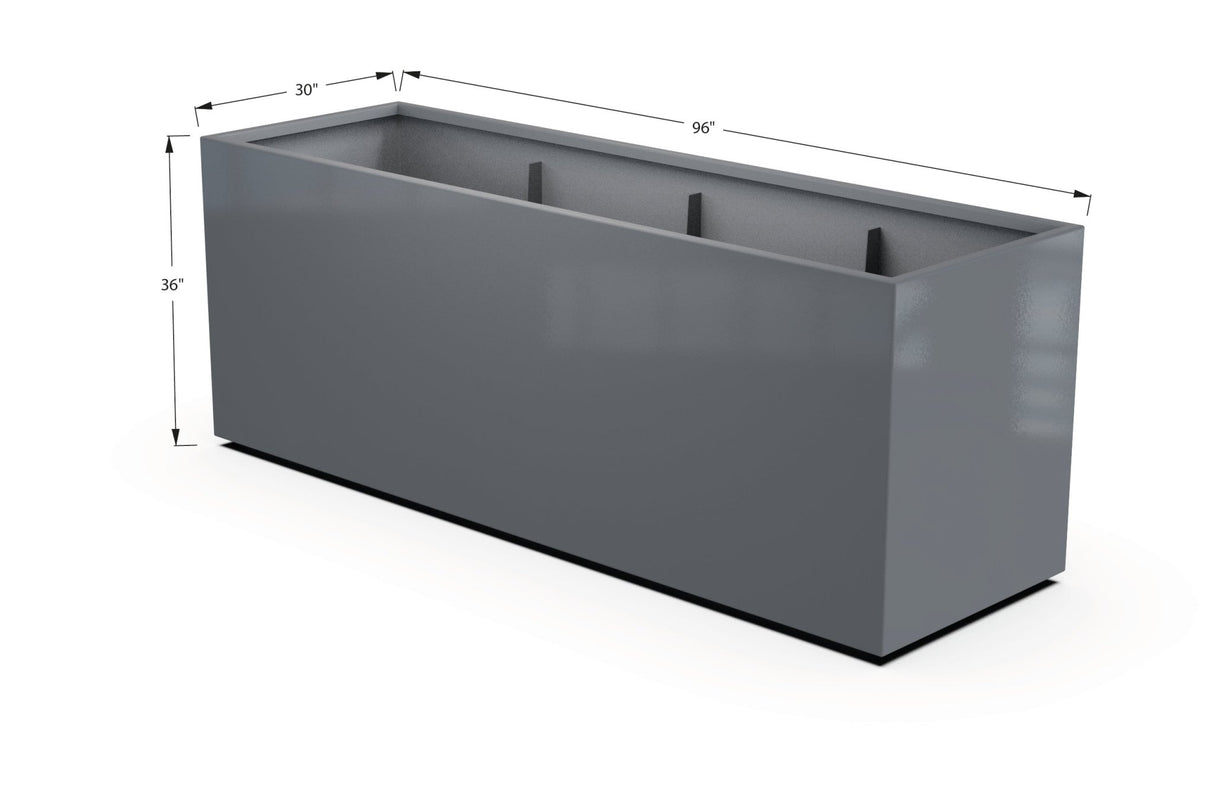 Aluminum Rectangular 30" Wide Planter – 36" to 42" H - Plantercraft