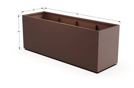 Aluminum Rectangular 30" Wide Planter – 36" to 42" H - Plantercraft