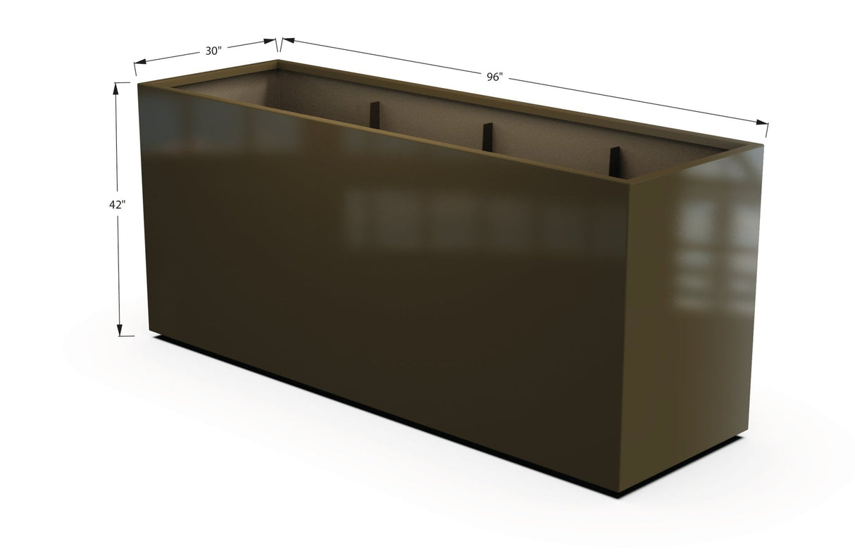 Aluminum Rectangular 30" Wide Planter – 36" to 42" H - Plantercraft