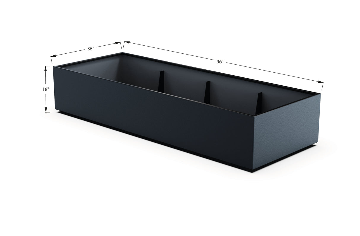 Aluminum Rectangular 36" Wide Planter – 12" to 18" H