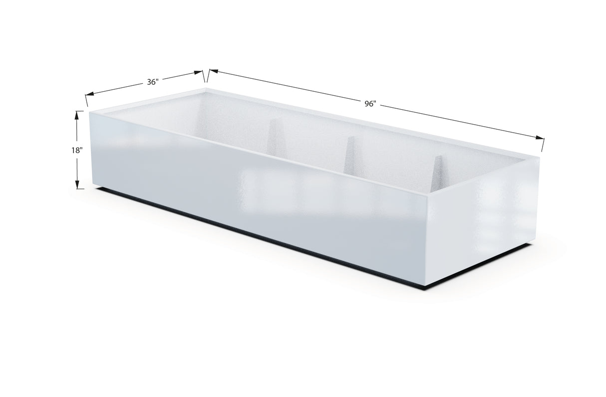 Aluminum Rectangular 36" Wide Planter – 12" to 18" H