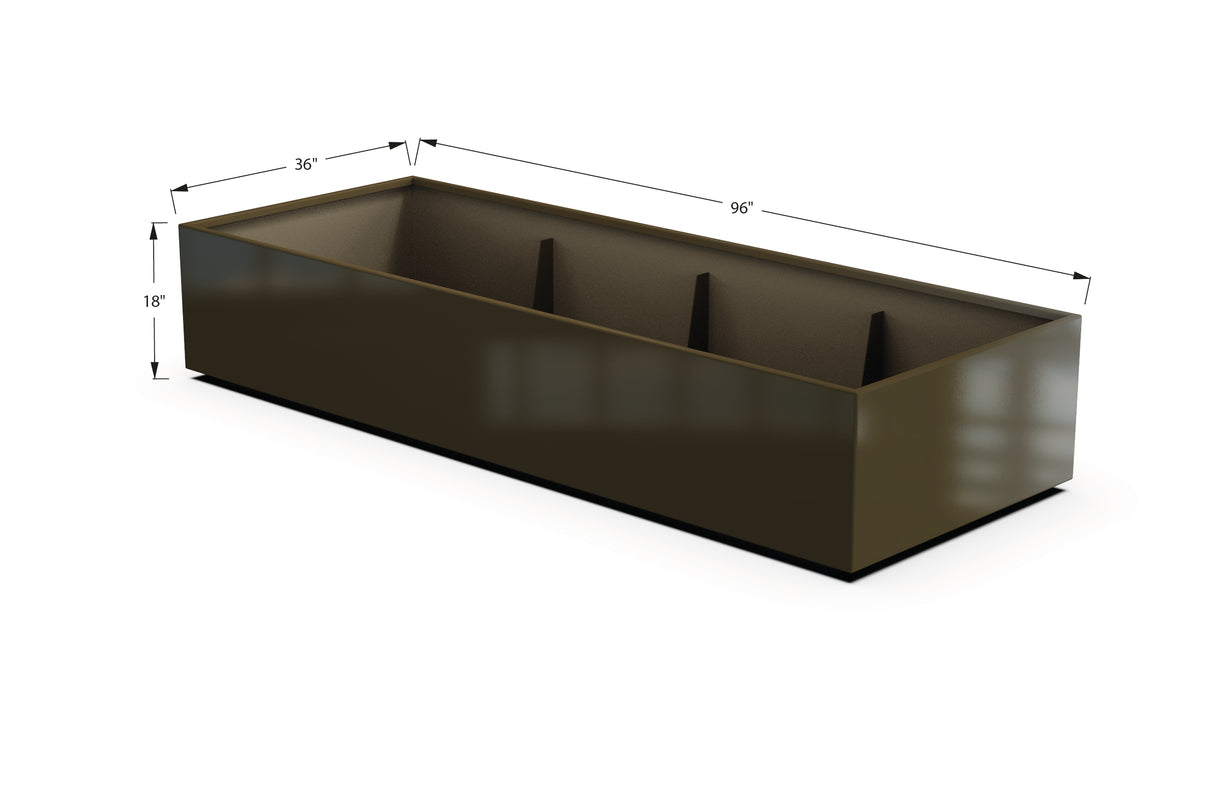 Aluminum Rectangular 36" Wide Planter – 12" to 18" H