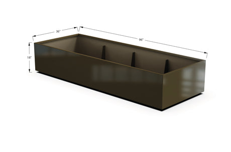 Aluminum Rectangular 36" Wide Planter – 12" to 18" H