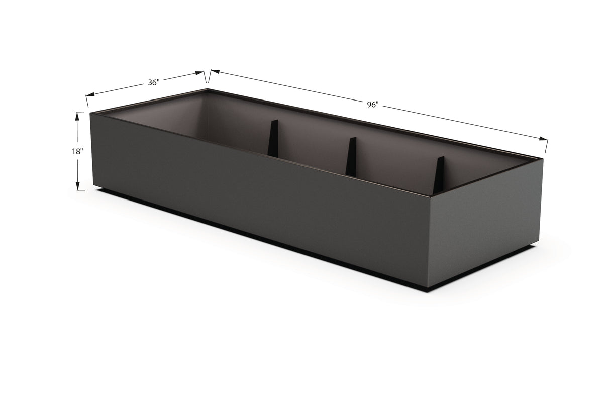 Aluminum Rectangular 36" Wide Planter – 12" to 18" H