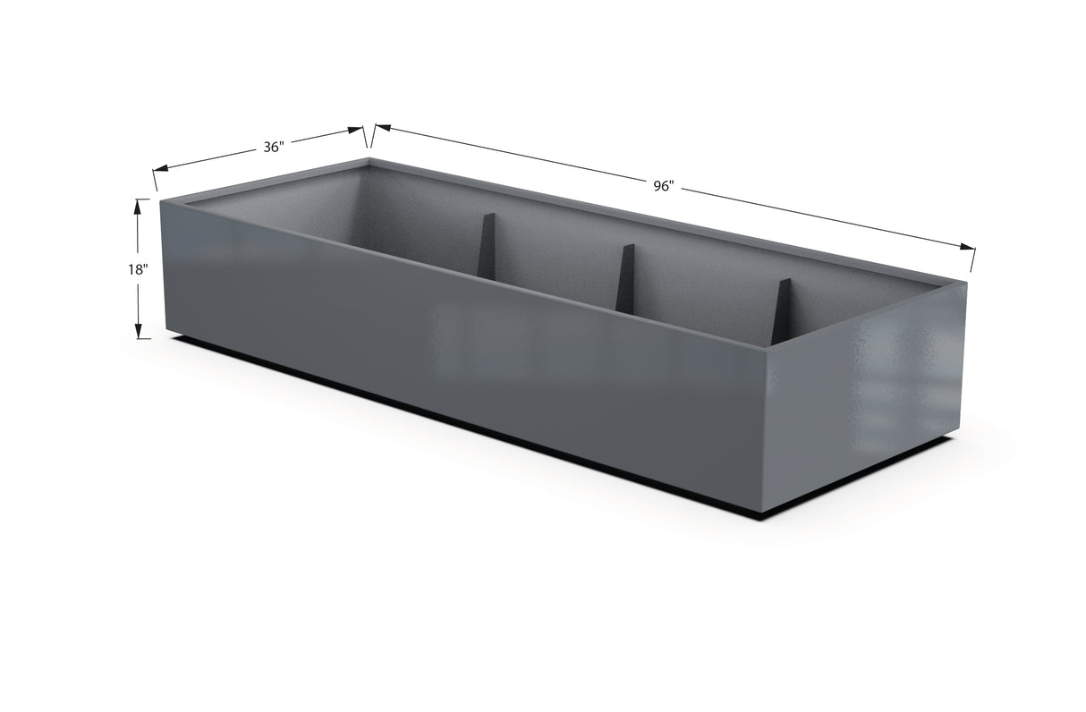 Aluminum Rectangular 36" Wide Planter – 12" to 18" H