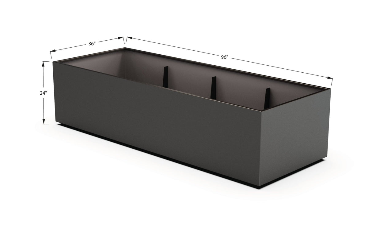 Aluminum Rectangular 36" Wide Planter – 24" to 30" H - Plantercraft