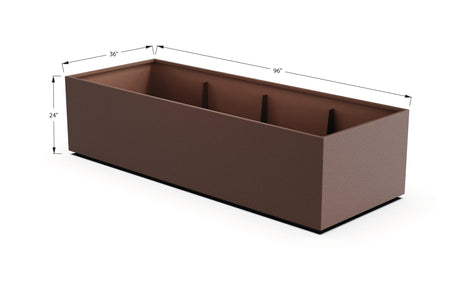 Aluminum Rectangular 36" Wide Planter – 24" to 30" H - Plantercraft