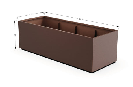 Aluminum Rectangular 36" Wide Planter – 24" to 30" H - Plantercraft