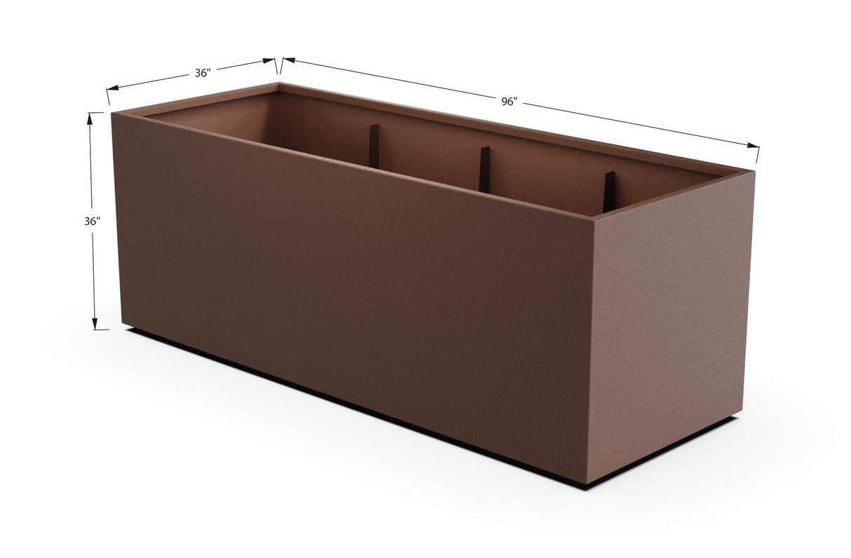 Aluminum Rectangular 36" Wide Planter – 36" to 42" H - Plantercraft