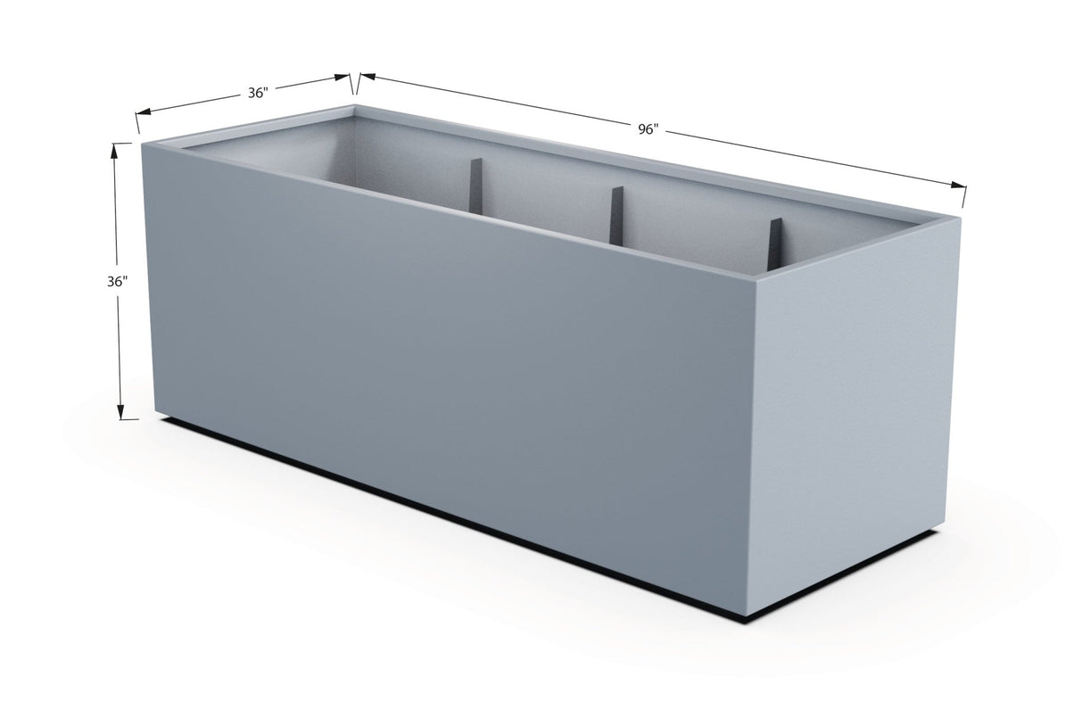 Aluminum Rectangular 36" Wide Planter – 36" to 42" H - Plantercraft