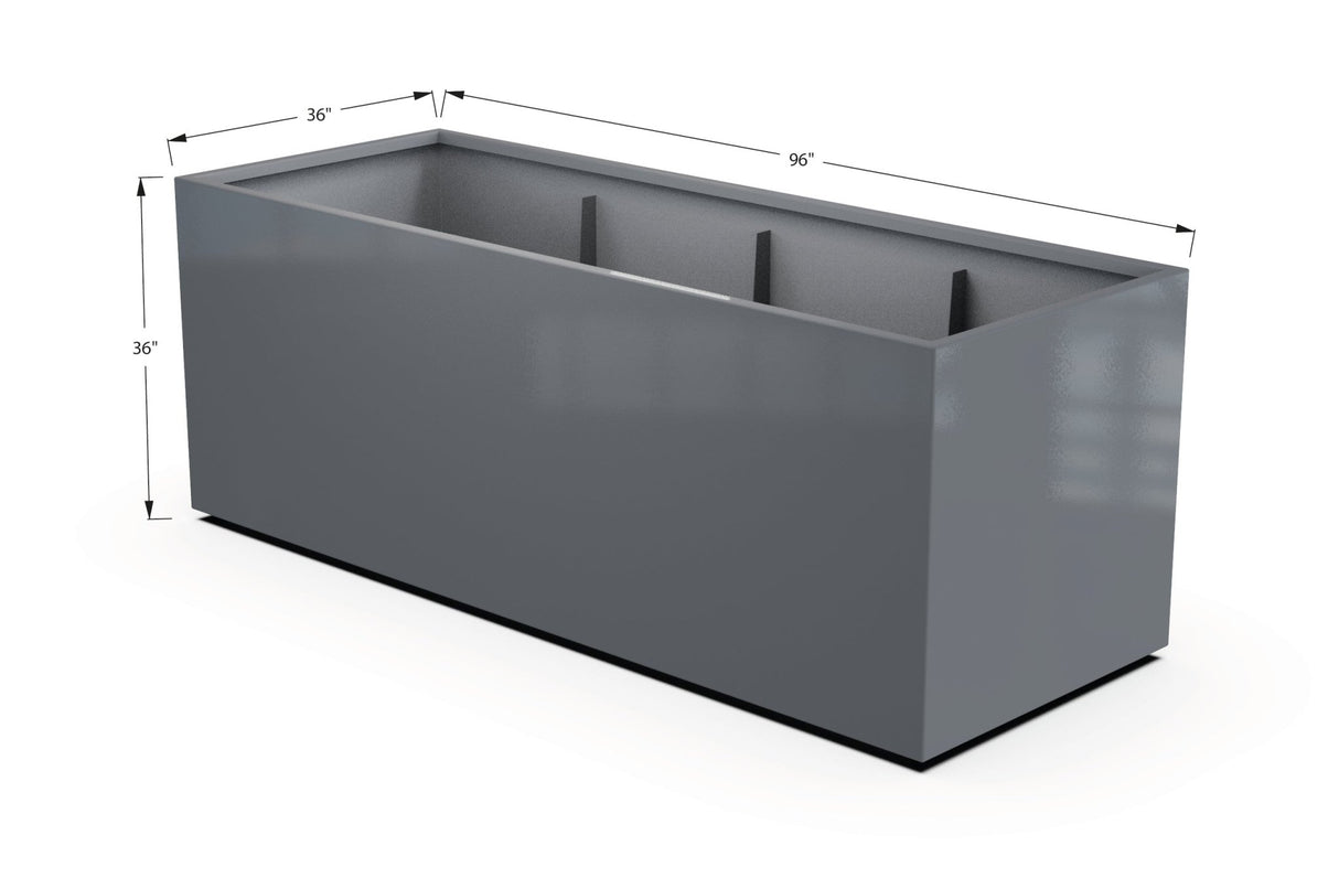 Aluminum Rectangular 36" Wide Planter – 36" to 42" H - Plantercraft