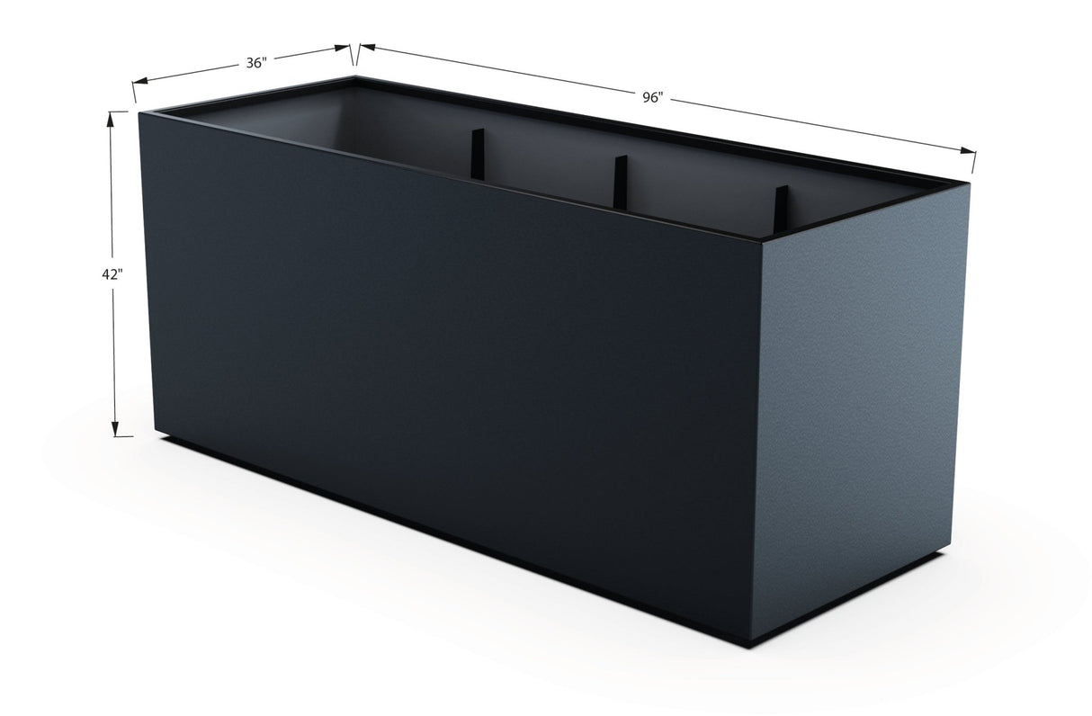 Aluminum Rectangular 36" Wide Planter – 36" to 42" H - Plantercraft