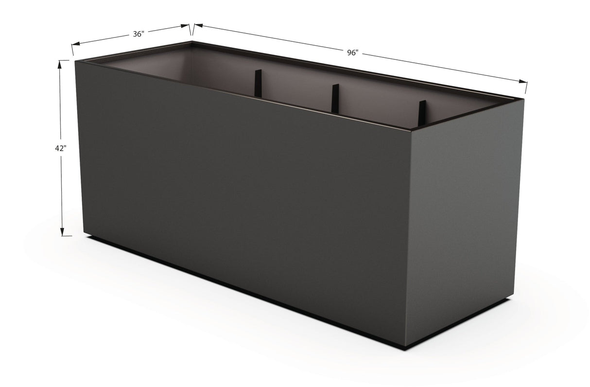 Aluminum Rectangular 36" Wide Planter – 36" to 42" H - Plantercraft