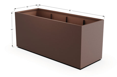 Aluminum Rectangular 36" Wide Planter – 36" to 42" H - Plantercraft
